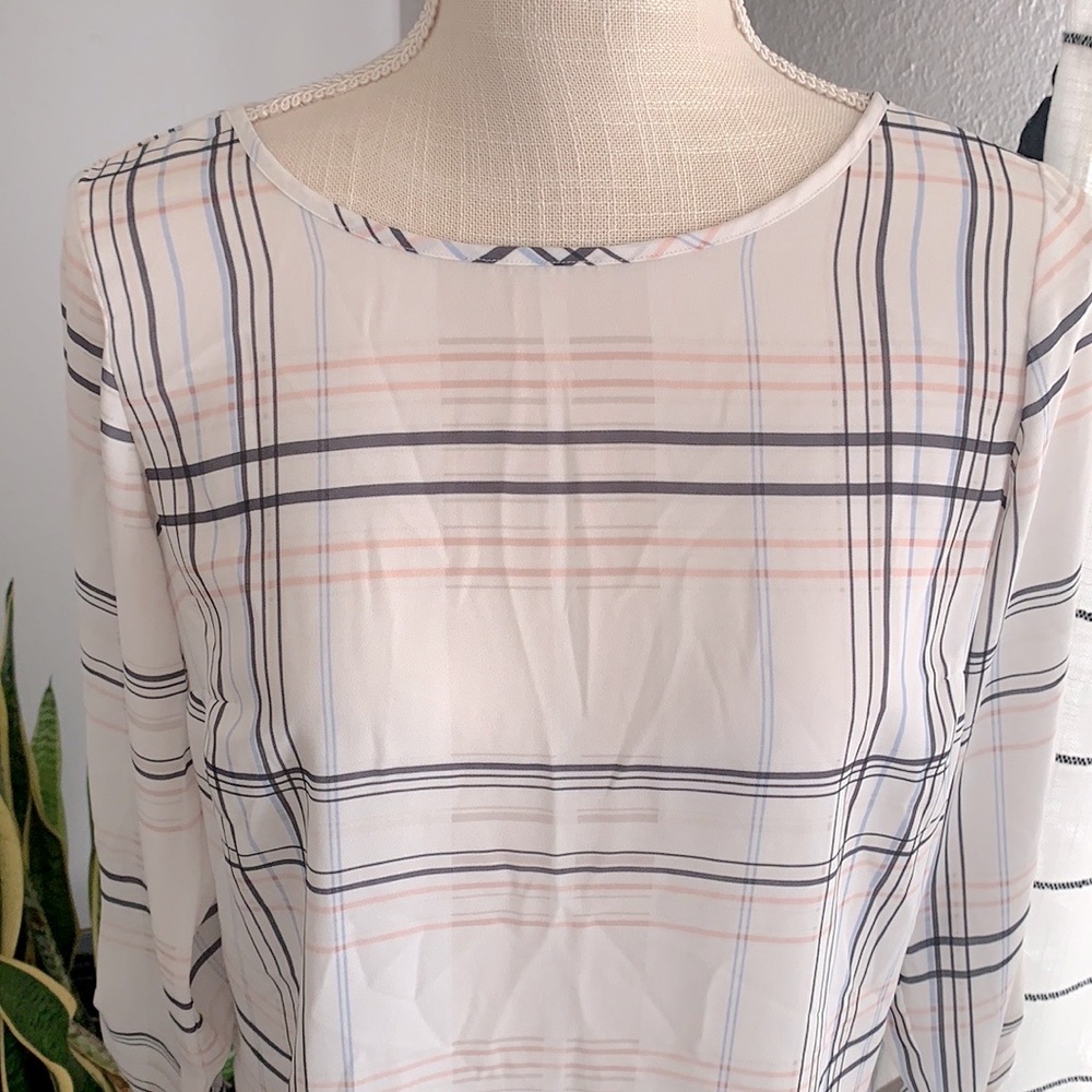 Ann Taylor Factory Plaid Blouse Size: XSP